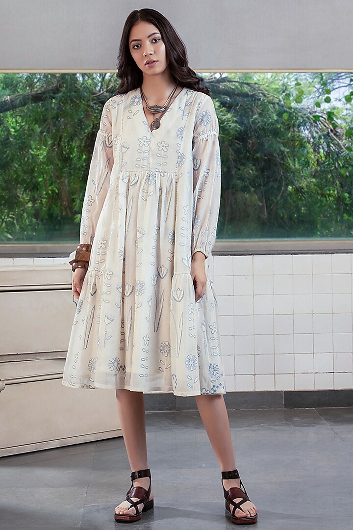 White Embroidered Vacation Dress by Payal Pratap at Pernia's Pop Up Shop