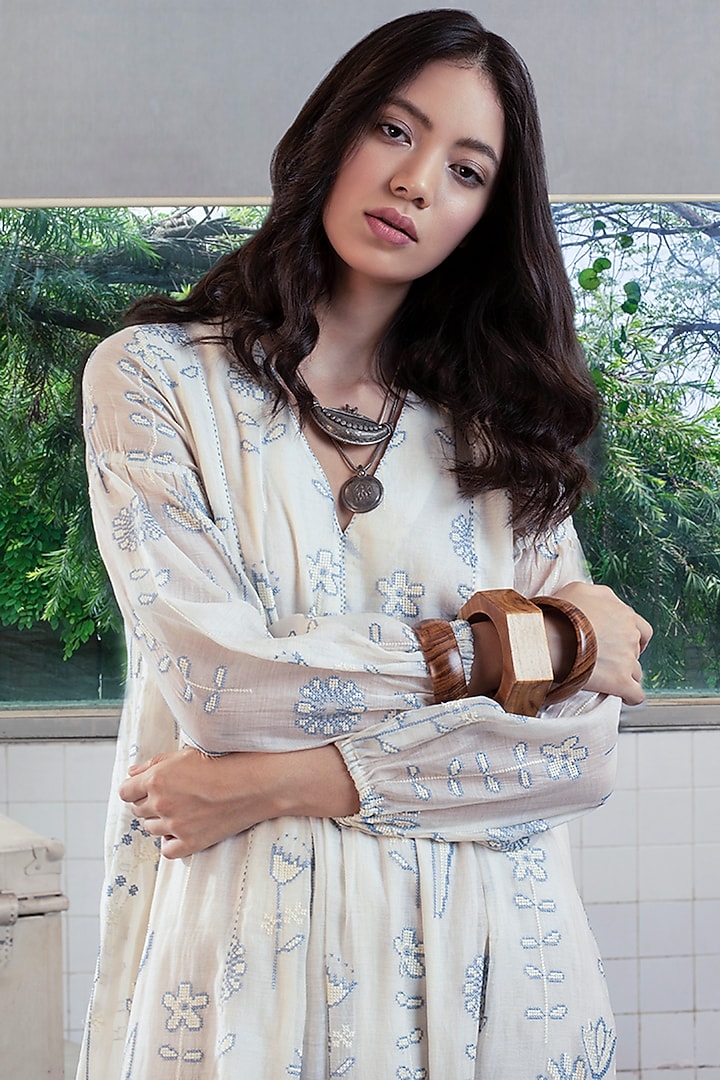 White Embroidered Vacation Dress by Payal Pratap at Pernia's Pop Up Shop
