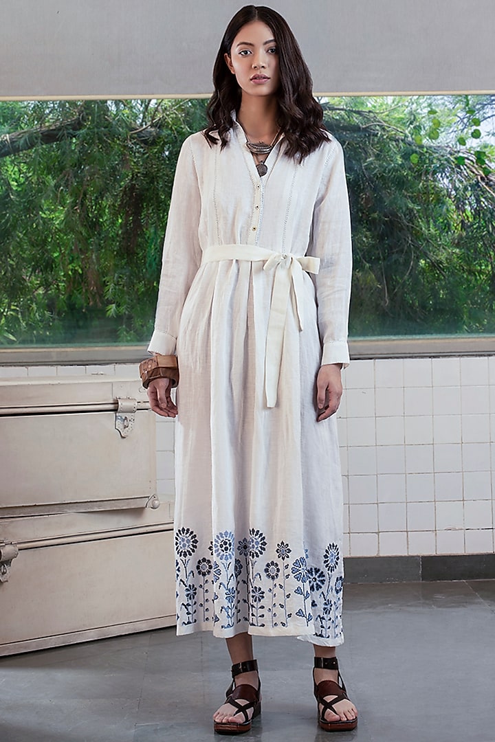 White Embroidered Maxi Dress by Payal Pratap