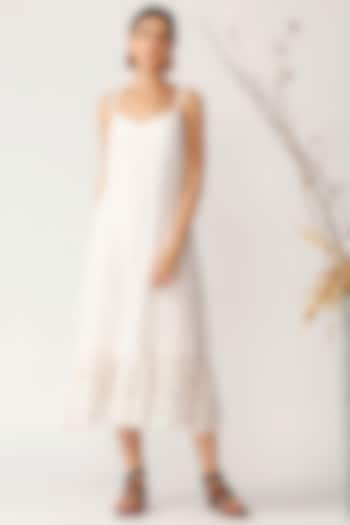 White Cotton Voile Embroidered Slip Dress by Payal Pratap at Pernia's Pop Up Shop