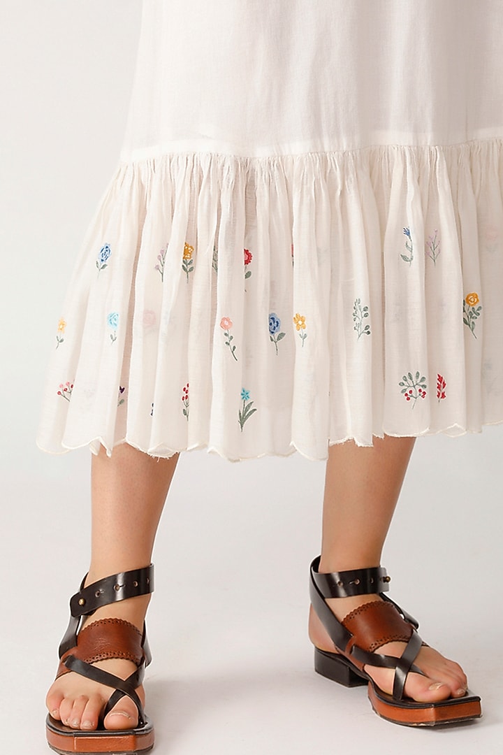 White Cotton Voile Embroidered Slip Summer Dress by Payal Pratap at Pernia's Pop Up Shop