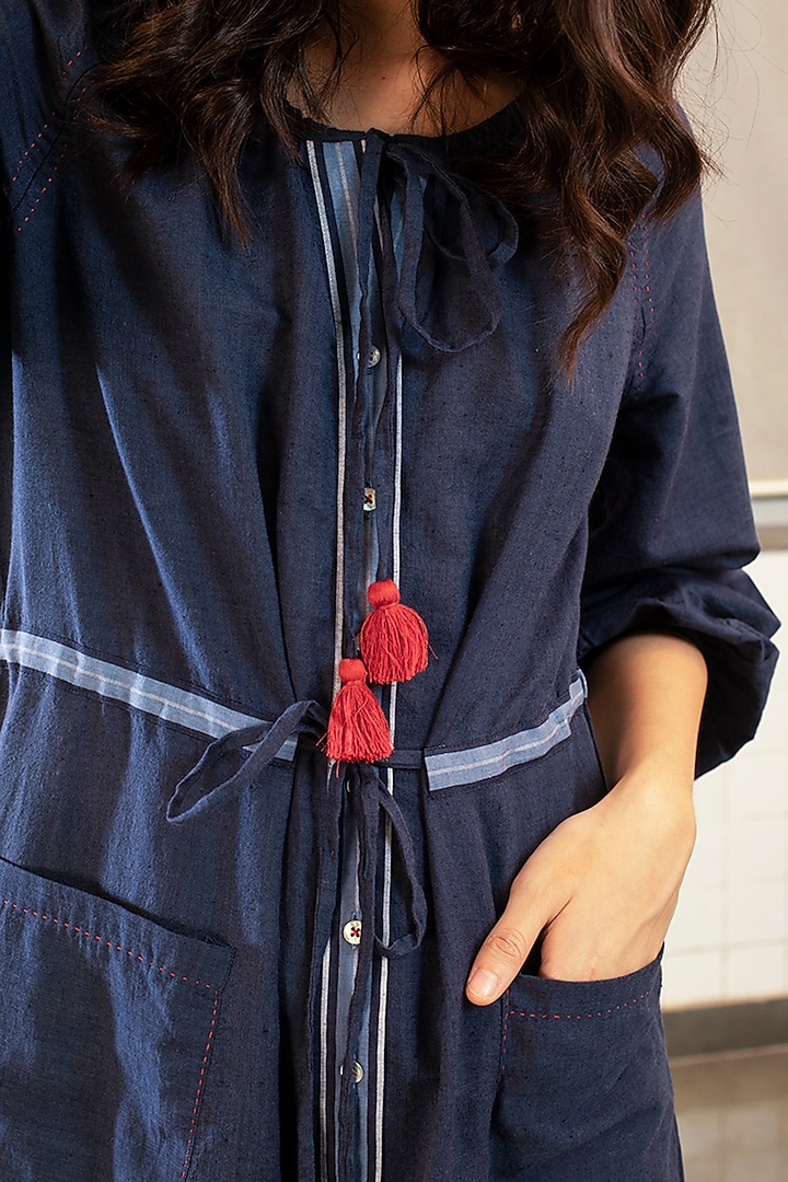 Navy Blue Embroidered Tunic by Payal Pratap at Pernia's Pop Up Shop