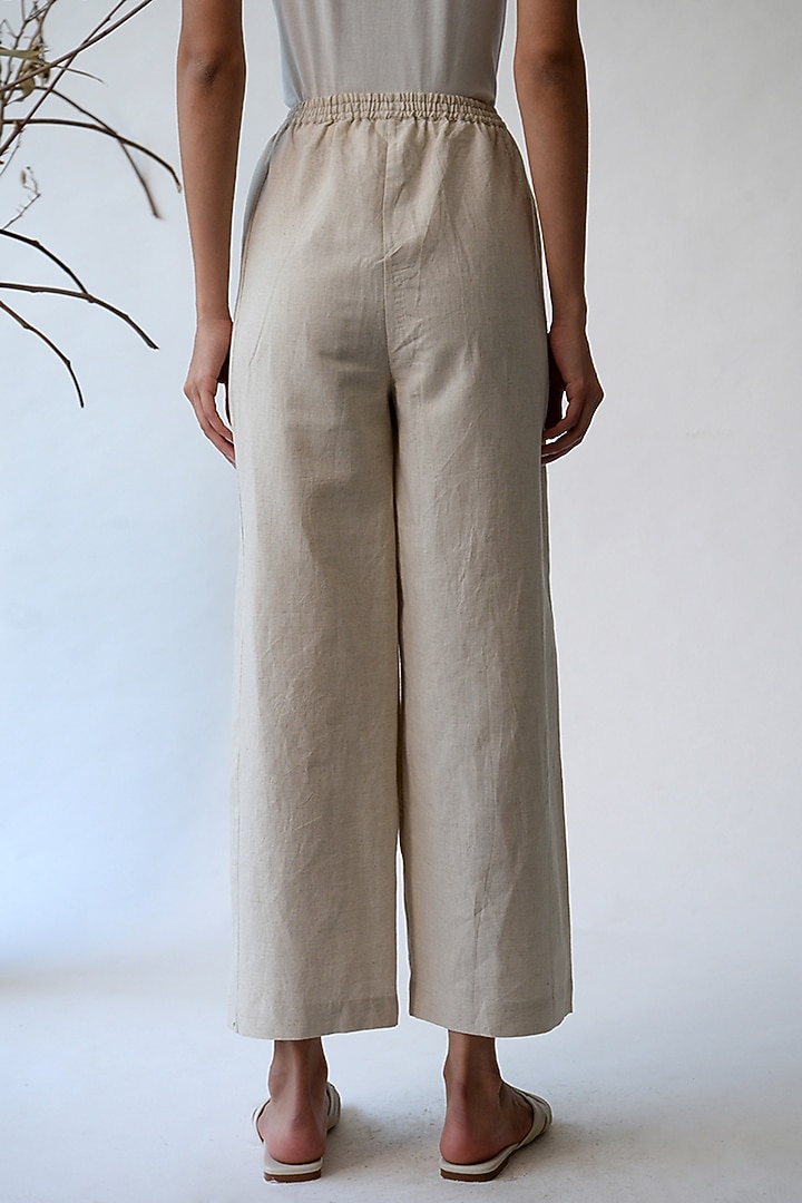 Beige Wide Leg Pants by Umbar by Payal Pratap at Pernia's Pop Up Shop