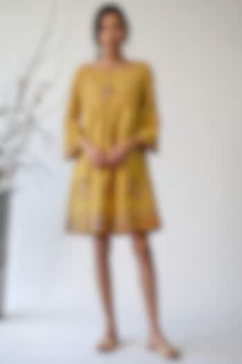 Mustard Embroidered Dress by Umbar by Payal Pratap