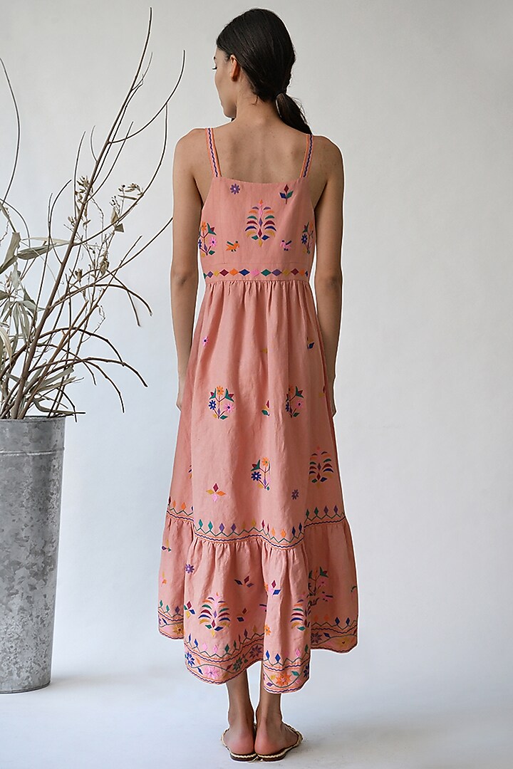 Blush Pink Embroidered Vacation Dress by Umbar by Payal Pratap at Pernia's Pop Up Shop