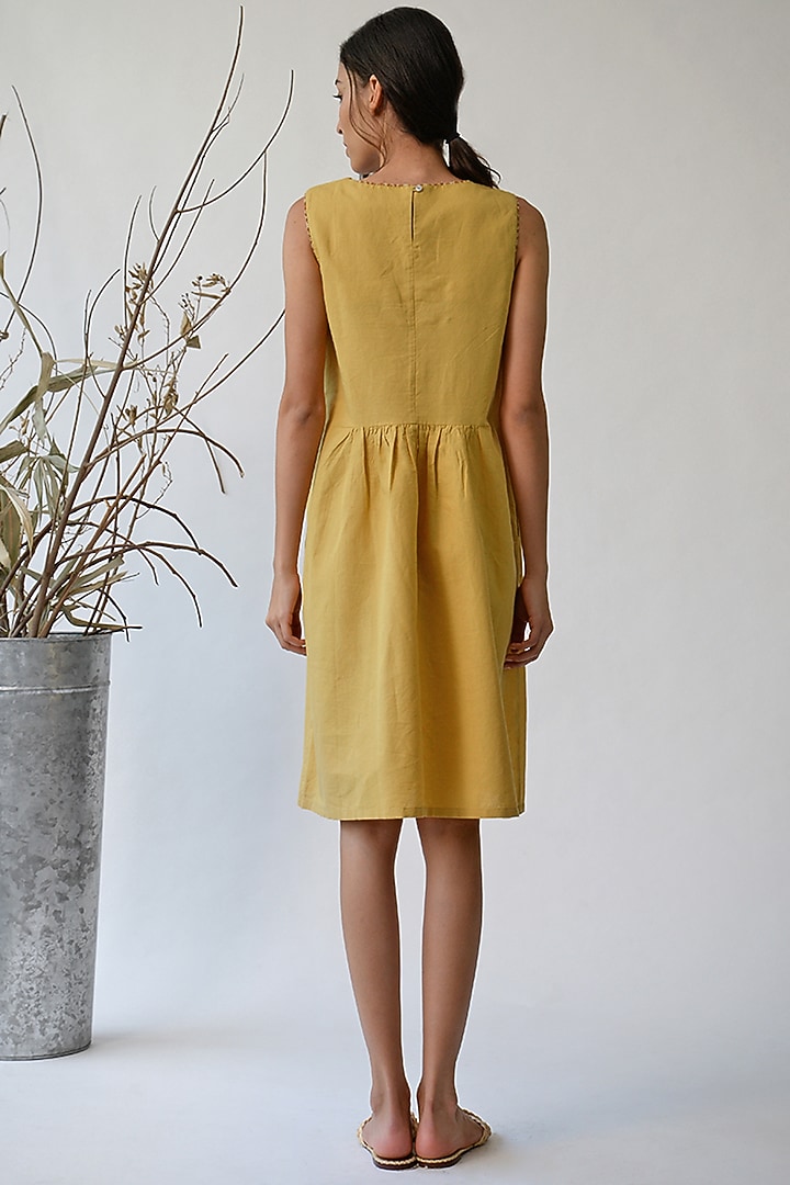 Mustard Cotton Linen Summer Dress by Umbar by Payal Pratap at Pernia's Pop Up Shop