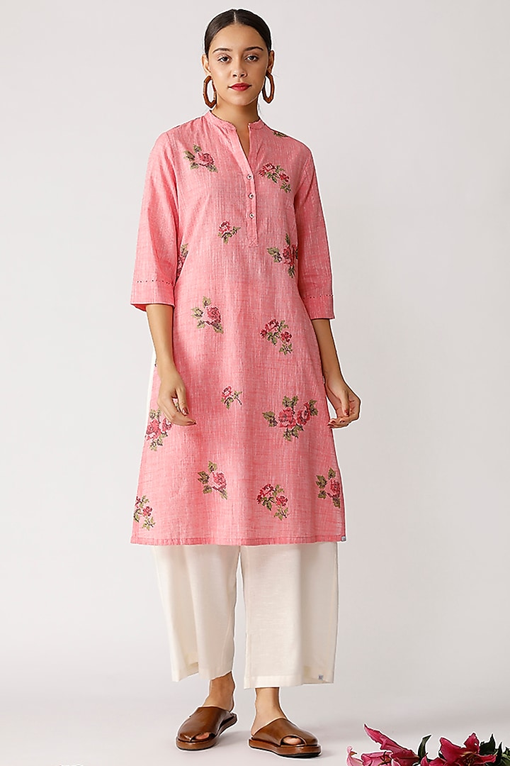 Pink Embroidered Tunic by Umbar by Payal Pratap