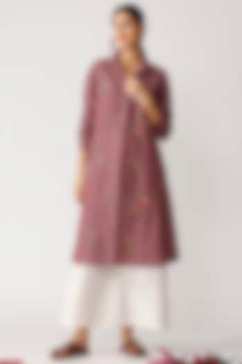 Burgundy Embroidered Tunic by Umbar by Payal Pratap