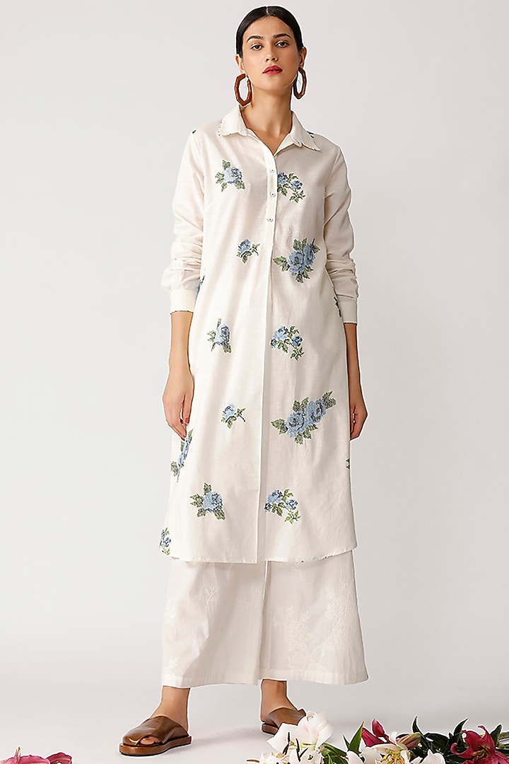 White Embroidered Tunic by Umbar by Payal Pratap