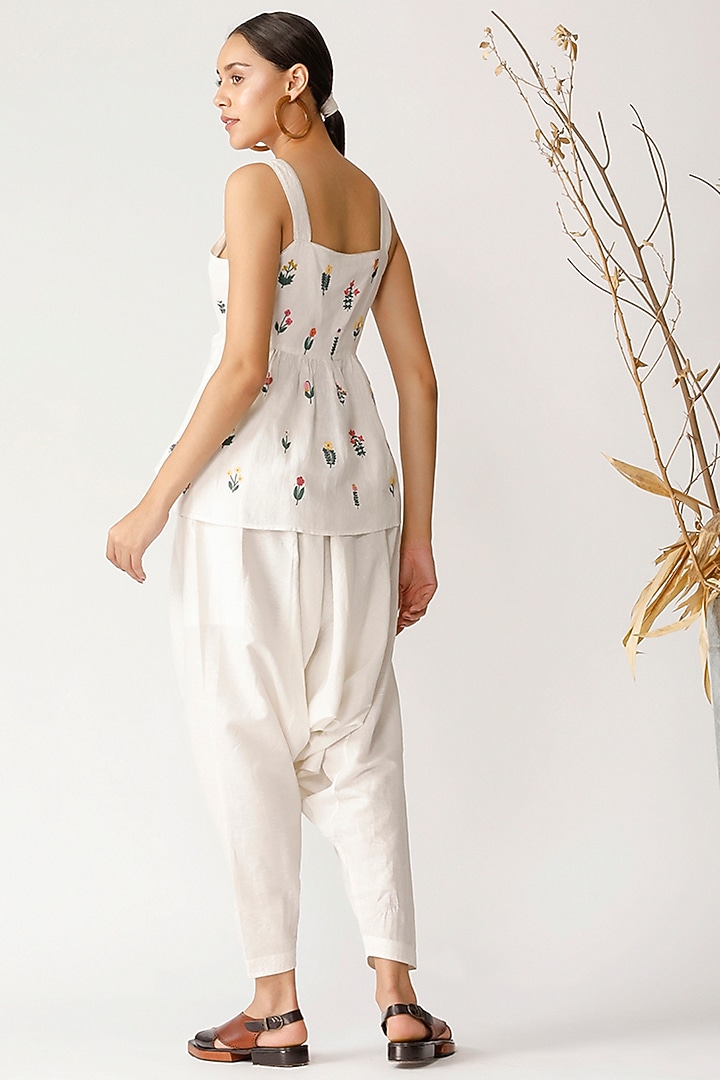 White Embroidered Cami Top by Payal Pratap at Pernia's Pop Up Shop
