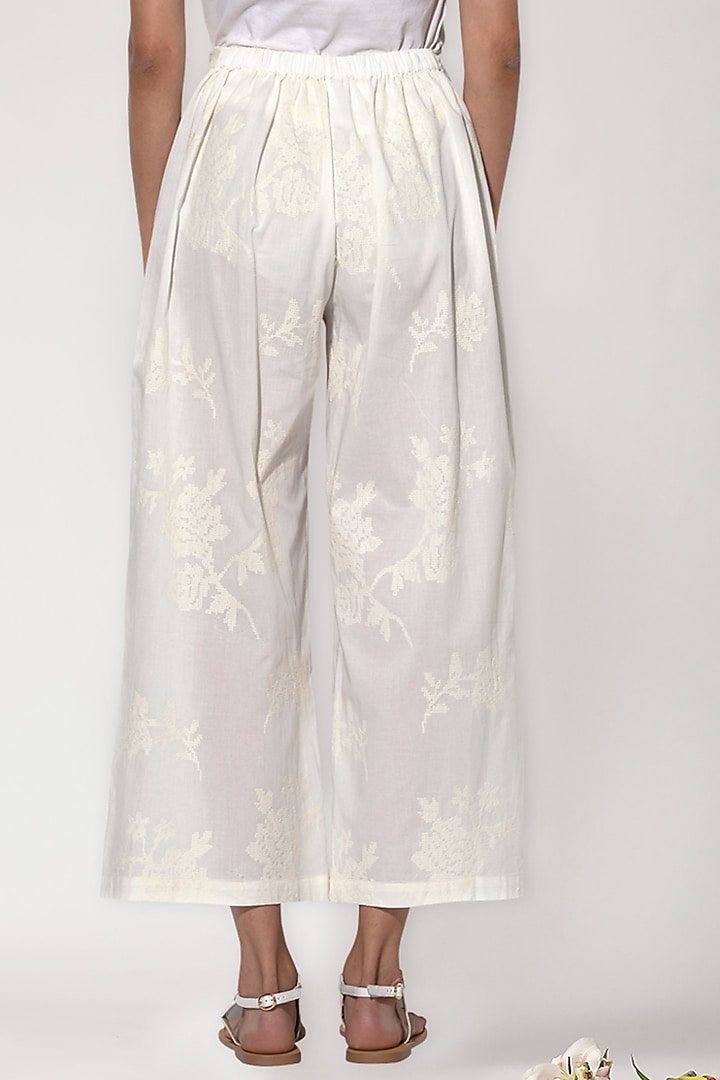 White Embroidered Pants by Umbar by Payal Pratap at Pernia's Pop Up Shop