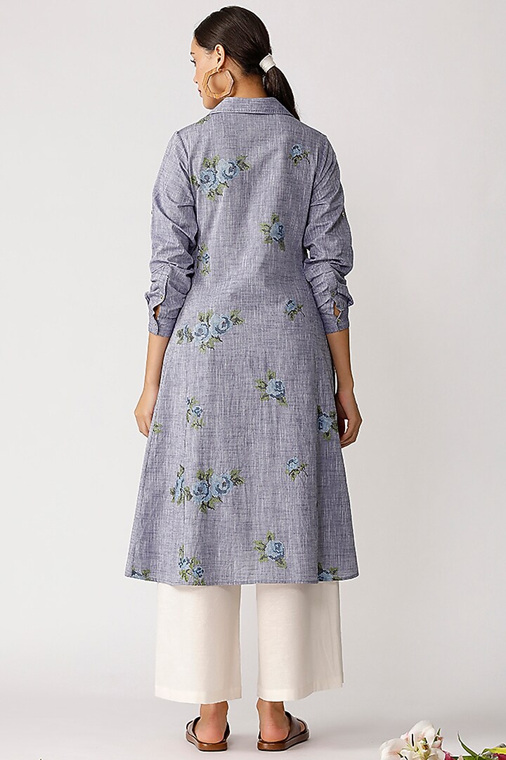 Blue Embroidered Tunic by Umbar by Payal Pratap at Pernia's Pop Up Shop