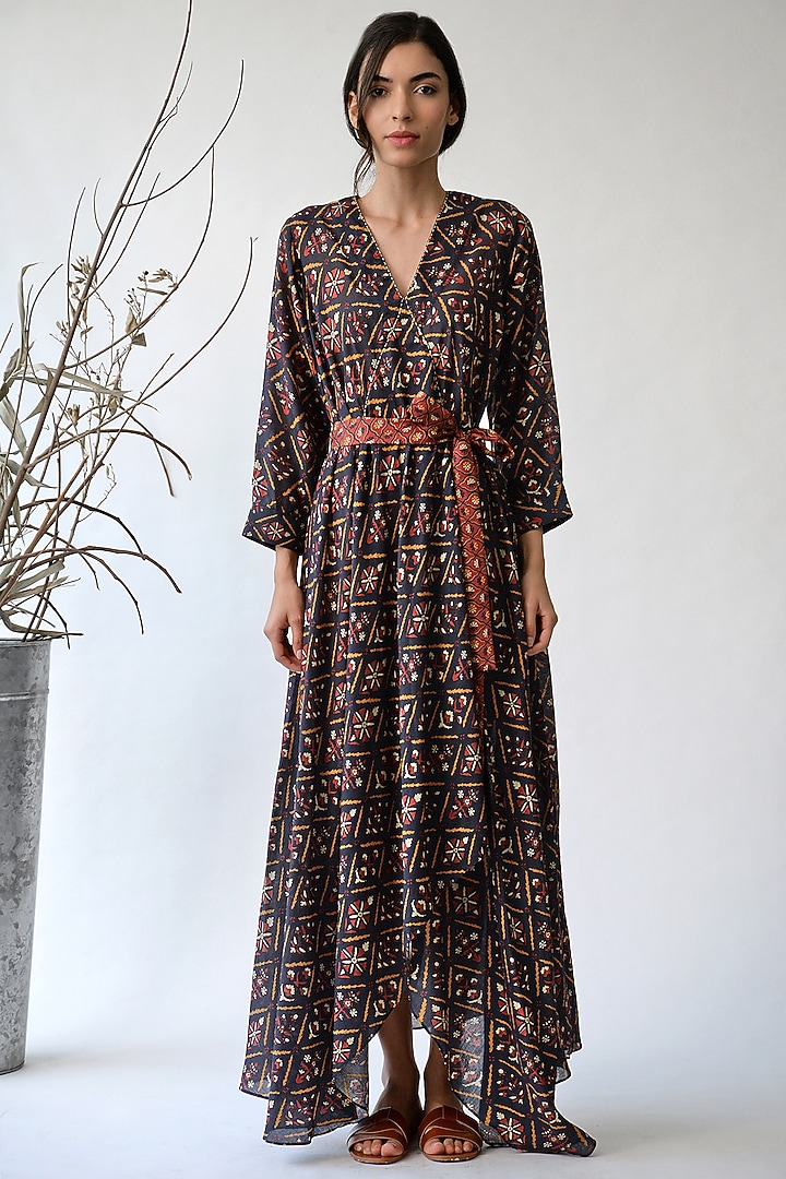 Multi Colored Printed Asymmetric Maxi Vacation Dress by Payal Pratap at Pernia's Pop Up Shop