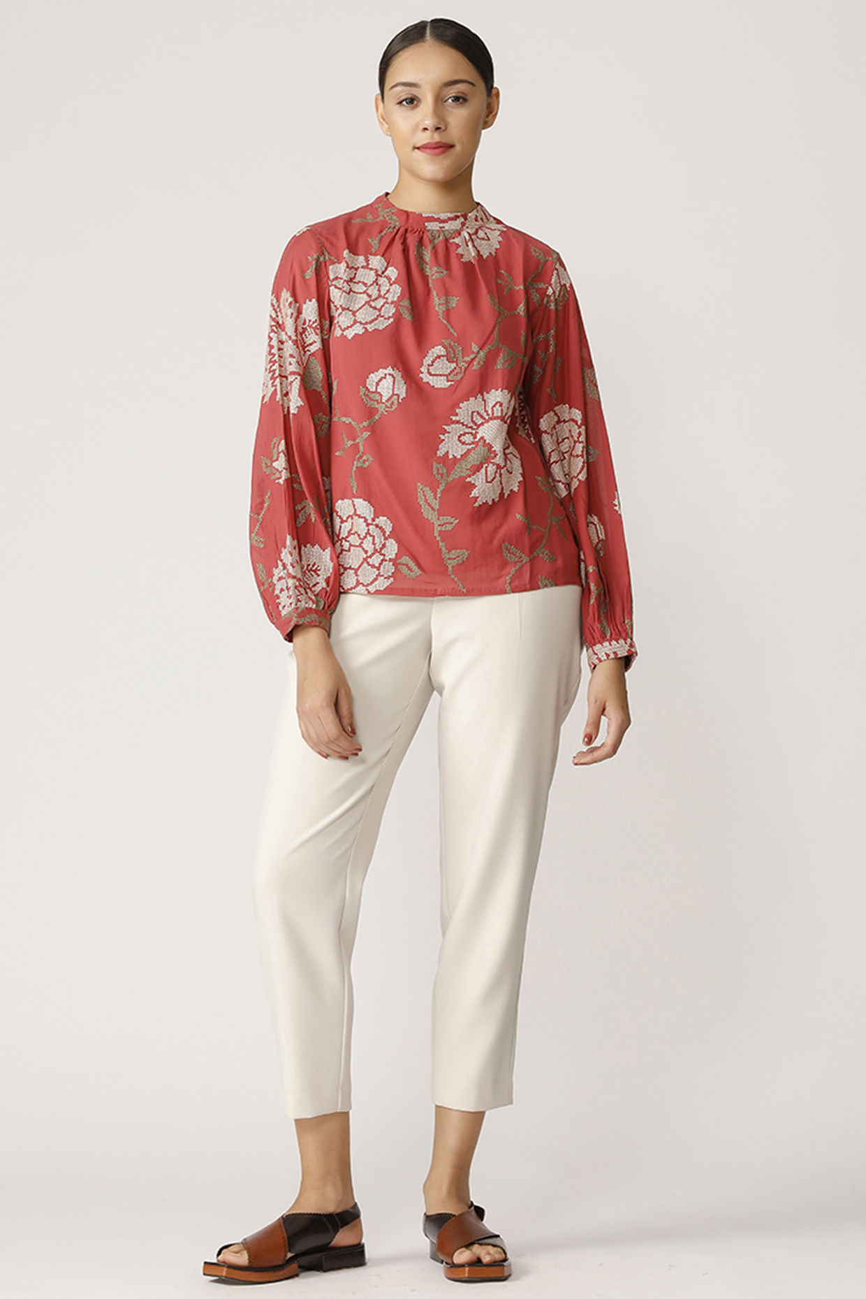 Red Embroidered Top by Payal Pratap at Pernia's Pop Up Shop