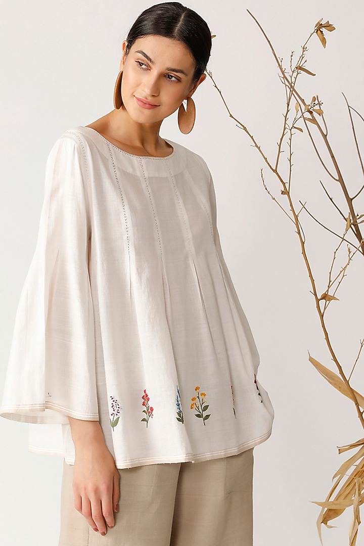 White Embroidered Top by Payal Pratap at Pernia's Pop Up Shop