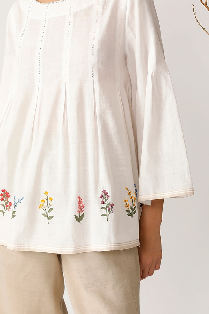 White Embroidered Top by Payal Pratap at Pernia's Pop Up Shop