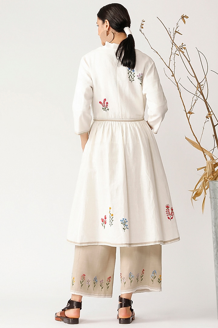 White Embroidered Linen Jacket by Payal Pratap at Pernia's Pop Up Shop