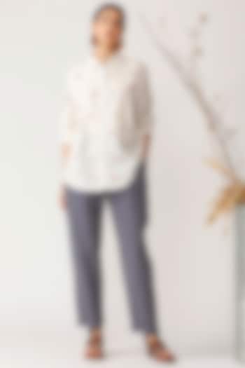 White Embroidered Shirt by Payal Pratap at Pernia's Pop Up Shop