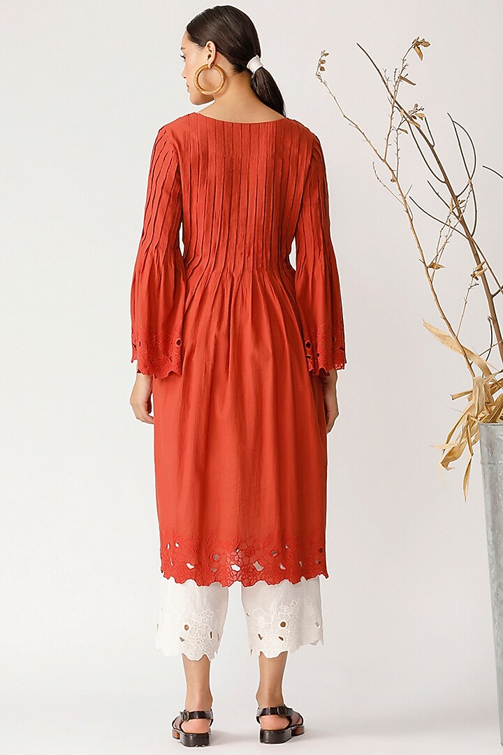 Rust Orange Embroidered Tunic by Payal Pratap at Pernia's Pop Up Shop