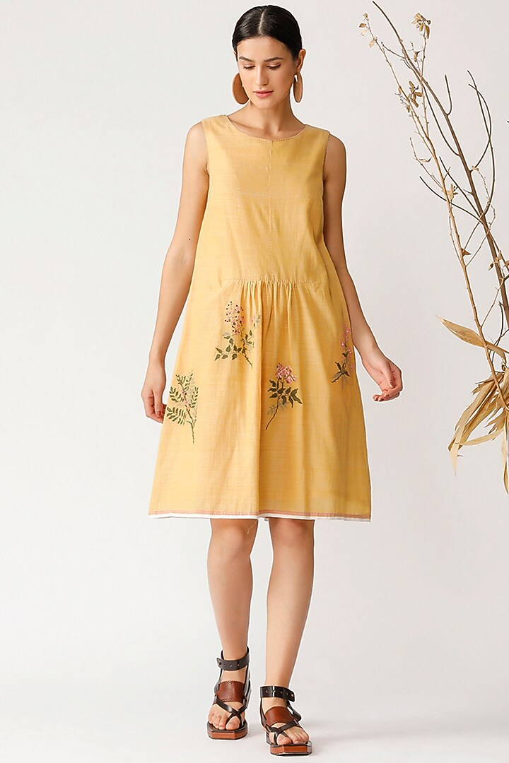 Yellow Embroidered Vacation Dress by Payal Pratap at Pernia's Pop Up Shop
