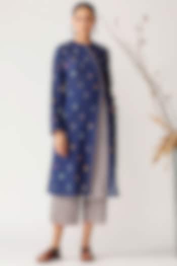 Cobalt Blue Embroidered Cotton Tunic by Payal Pratap at Pernia's Pop Up Shop