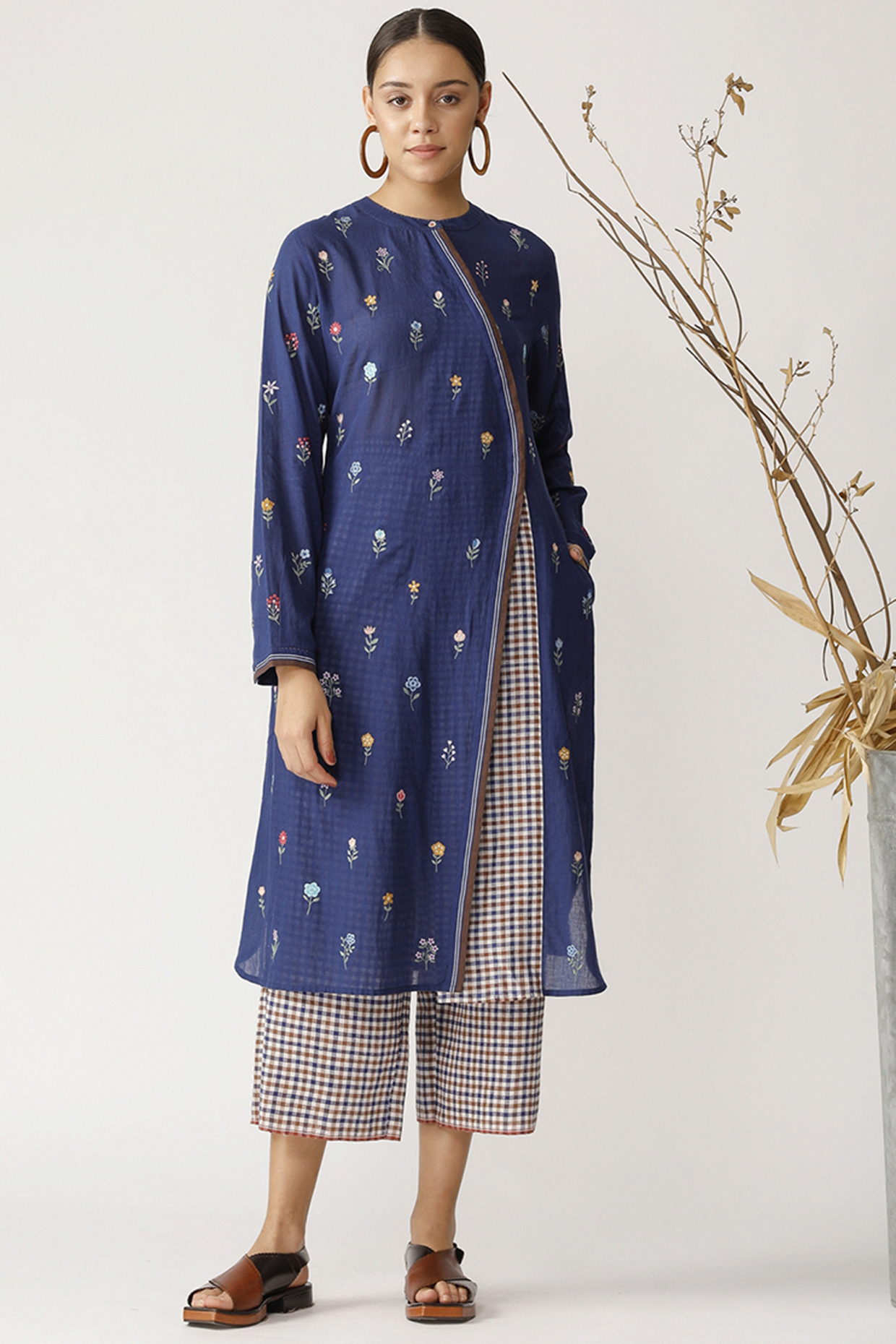 Cobalt Blue Embroidered Cotton Tunic by Payal Pratap at Pernia's Pop Up Shop