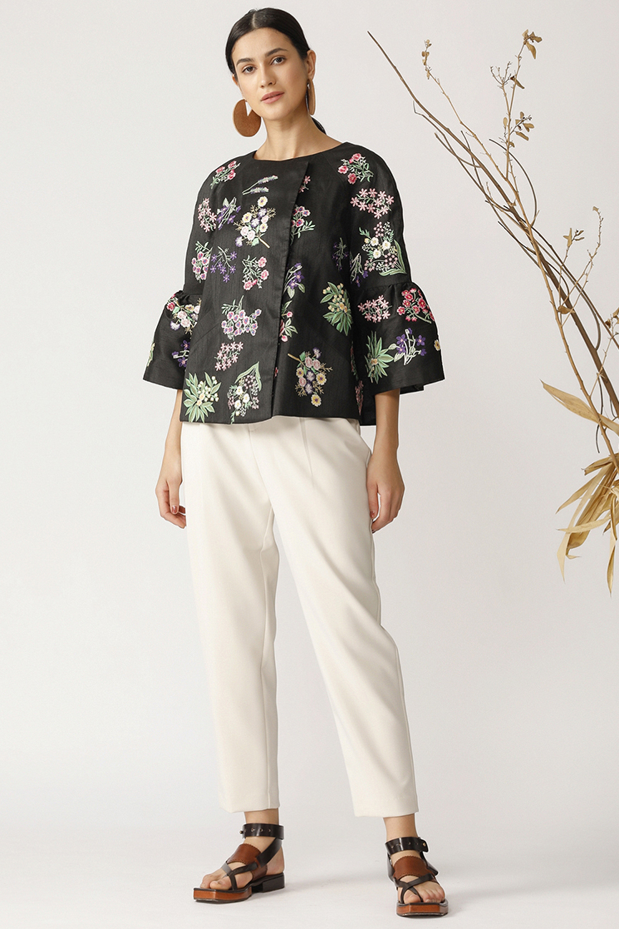 Black Embellished Silk Jacket by Payal Pratap at Pernia's Pop Up Shop