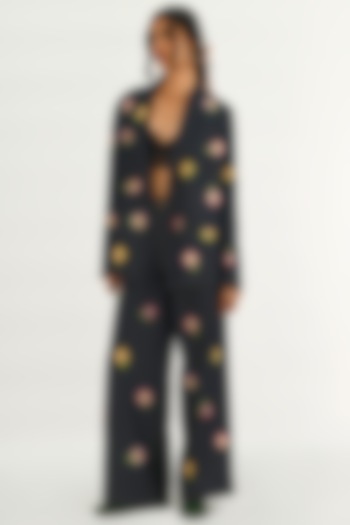 Blue Denim Embroidered Jacket by Payal Pratap at Pernia's Pop Up Shop