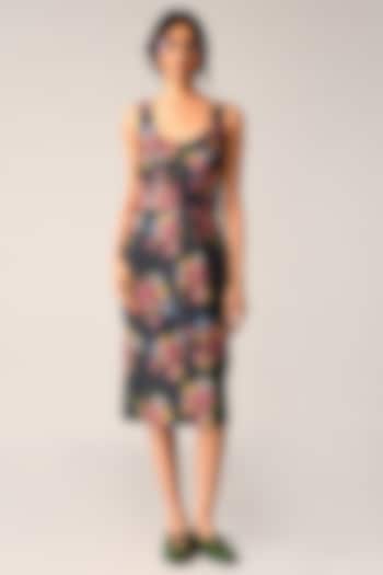 Blue Denim Embroidered Midi Vacation Dress by Payal Pratap at Pernia's Pop Up Shop