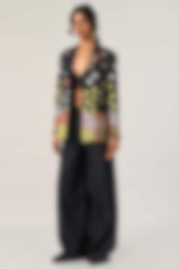 Blue Denim Embroidered Jacket by Payal Pratap at Pernia's Pop Up Shop