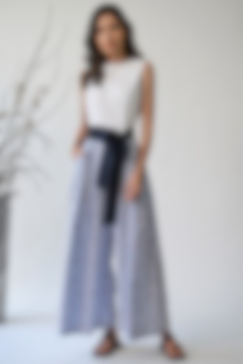 White & Blue Striped Jumpsuit by Payal Pratap at Pernia's Pop Up Shop
