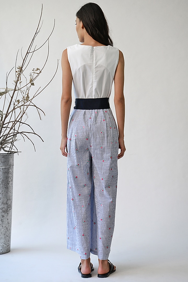 White & Blue Striped Jumpsuit by Payal Pratap at Pernia's Pop Up Shop