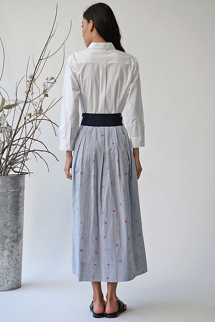 White & Blue Striped Dress by Umbar by Payal Pratap at Pernia's Pop Up Shop
