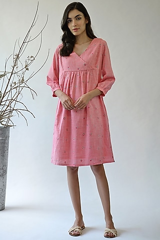 Pink Gathered Dress by Umbar by Payal Pratap