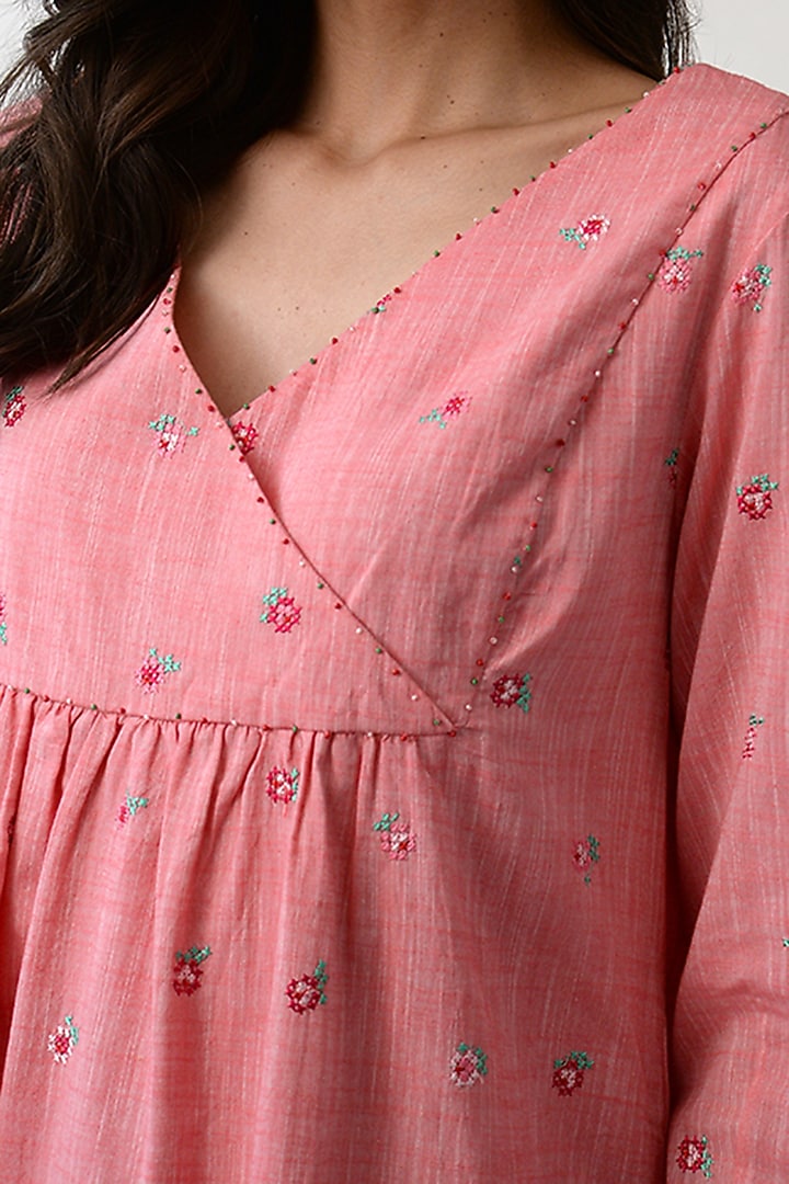 Pink Gathered Dress by Umbar by Payal Pratap at Pernia's Pop Up Shop