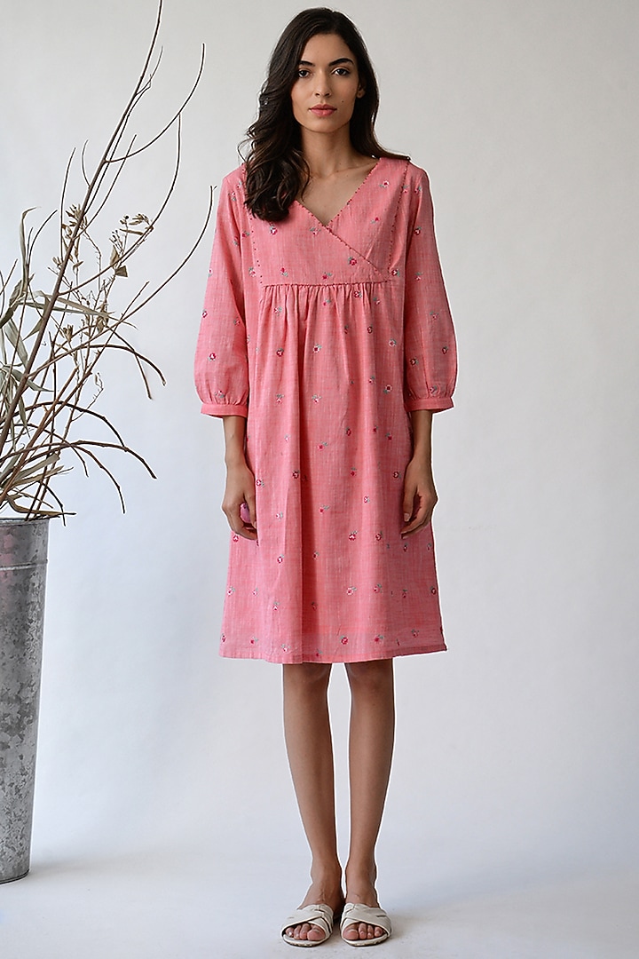 Pink Gathered Dress by Umbar by Payal Pratap at Pernia's Pop Up Shop