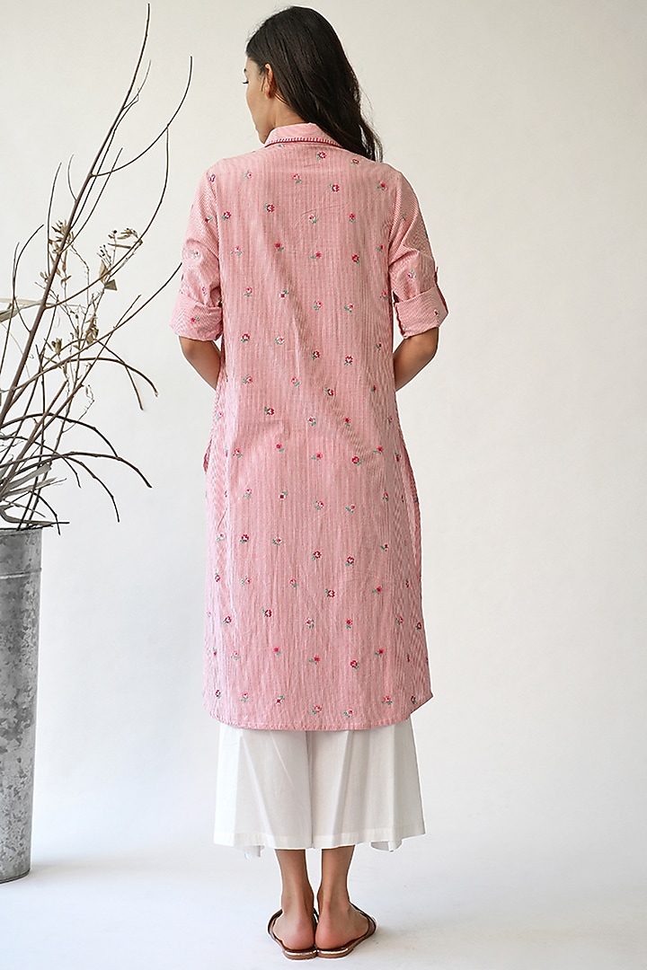 Red Striped Collared Tunic by Umbar by Payal Pratap at Pernia's Pop Up Shop