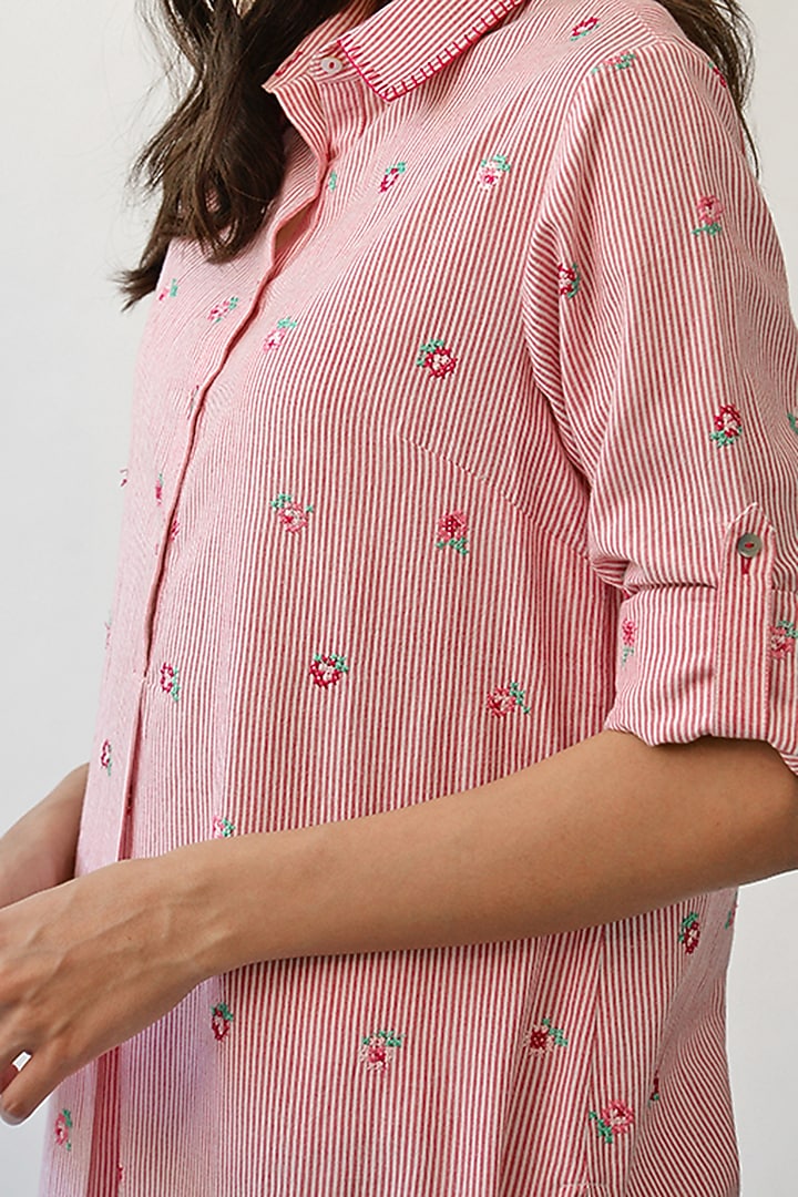 Red Striped Collared Tunic by Umbar by Payal Pratap at Pernia's Pop Up Shop
