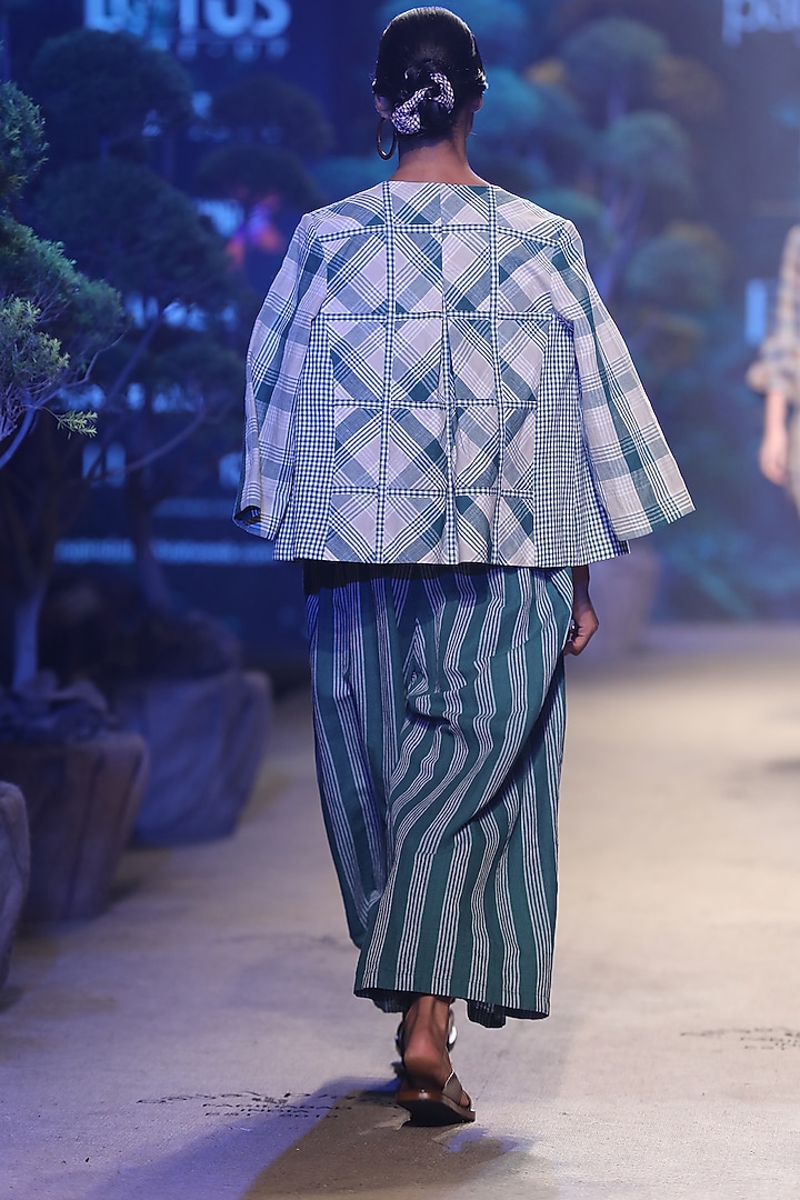 Green Striped Jumpsuit With Belt by Payal Pratap at Pernia's Pop Up Shop