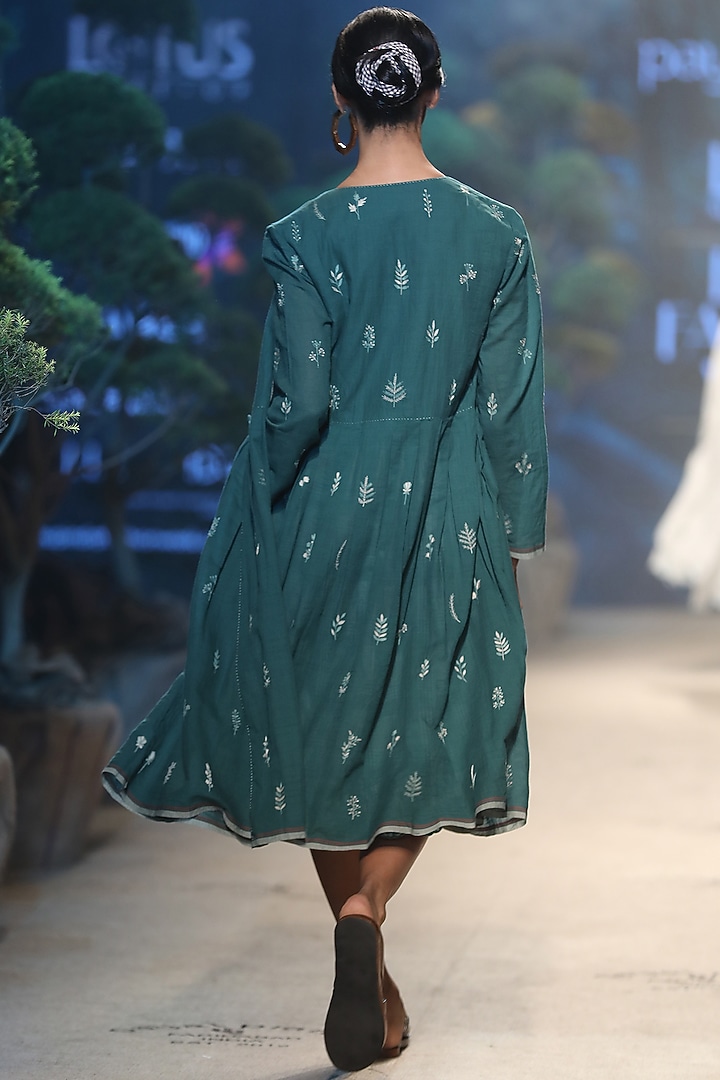 Green Checkered Vacation Dress With Cutwork by Payal Pratap at Pernia's Pop Up Shop