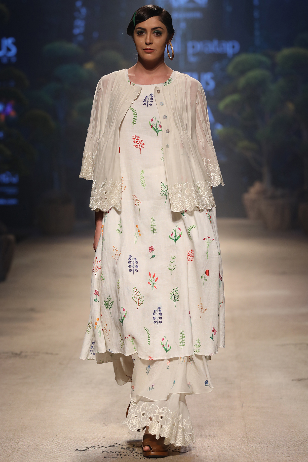 Ecru Cross Back Printed Vacation Dress by Payal Pratap at Pernia's Pop Up Shop