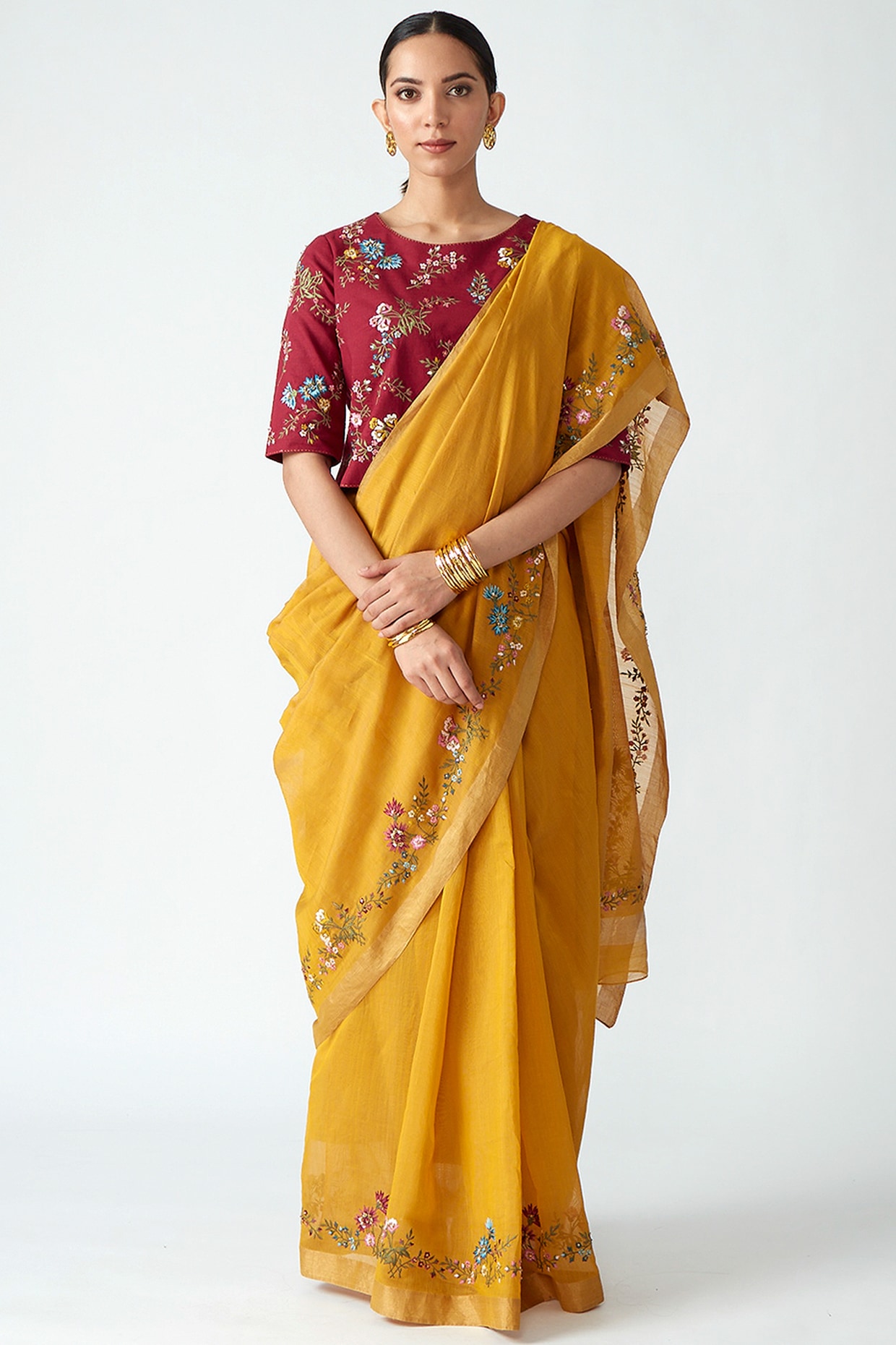 extraordinary Printed Cotton Linen Saree With Blouse – Ville Fashions