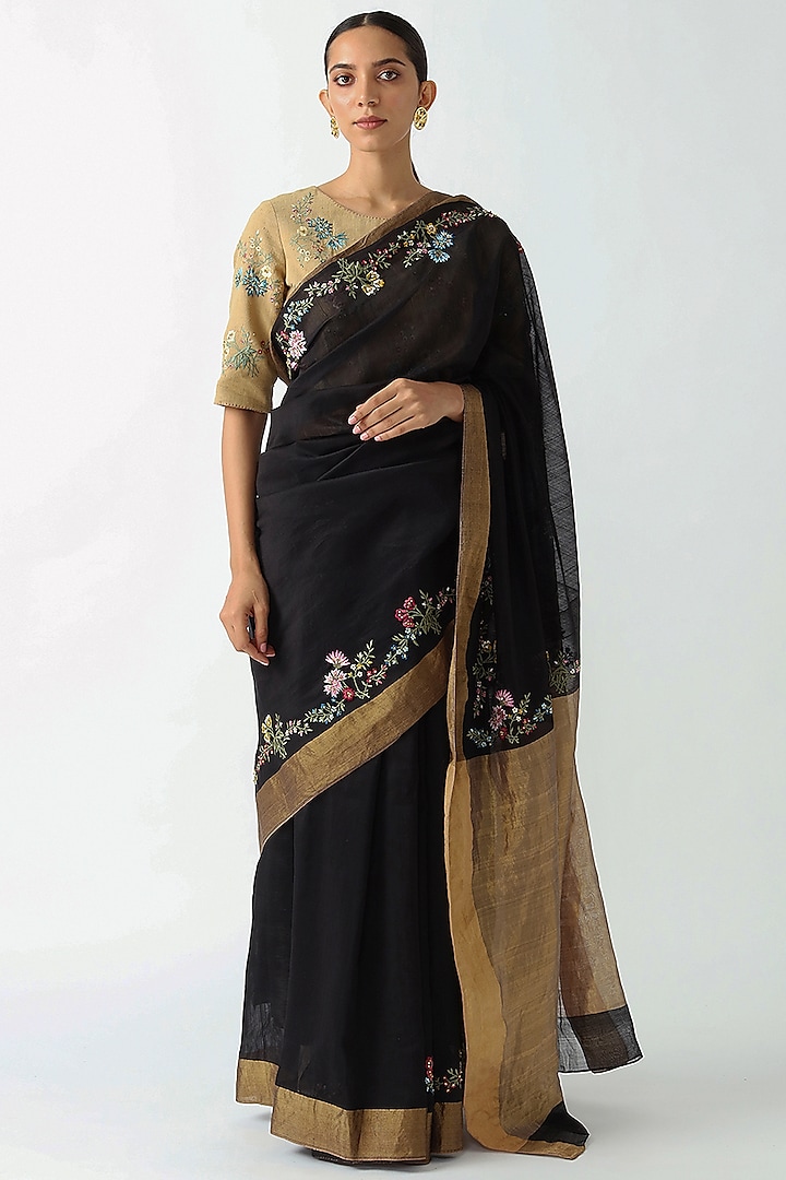 Black Embroidered Saree by Payal Pratap