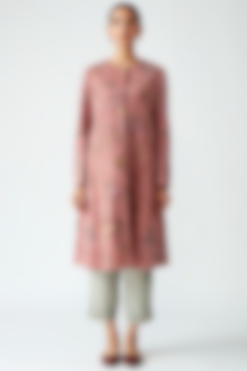 Onion Pink Embroidered Long Jacket by Payal Pratap