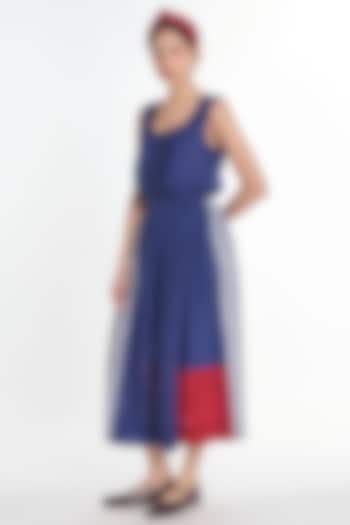 Navy Handloom Cotton Midi Skirt by Payal Pratap at Pernia's Pop Up Shop