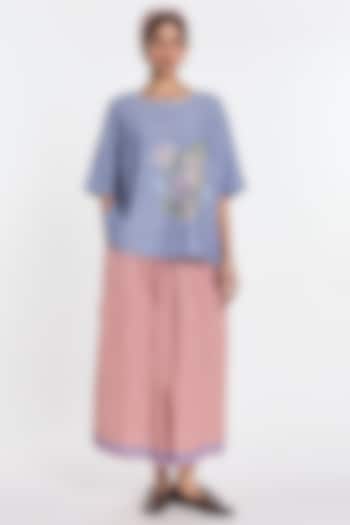 Red Handloom Cotton Linen Midi Skirt by Payal Pratap at Pernia's Pop Up Shop