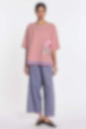 Blue Cotton Linen Wide-Leg Trousers by Payal Pratap at Pernia's Pop Up Shop