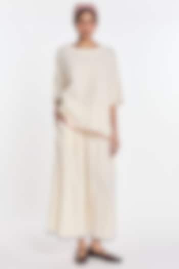 Ivory Cotton Linen Drop-Shoulder Top by Payal Pratap at Pernia's Pop Up Shop