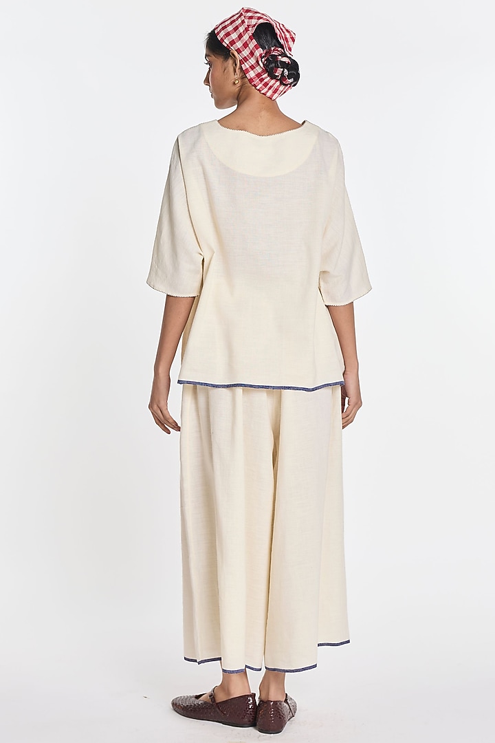 Ivory Cotton Linen Drop-Shoulder Top by Payal Pratap at Pernia's Pop Up Shop