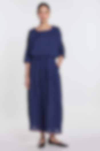 Blue Linen Wide-Leg Trousers by Payal Pratap at Pernia's Pop Up Shop